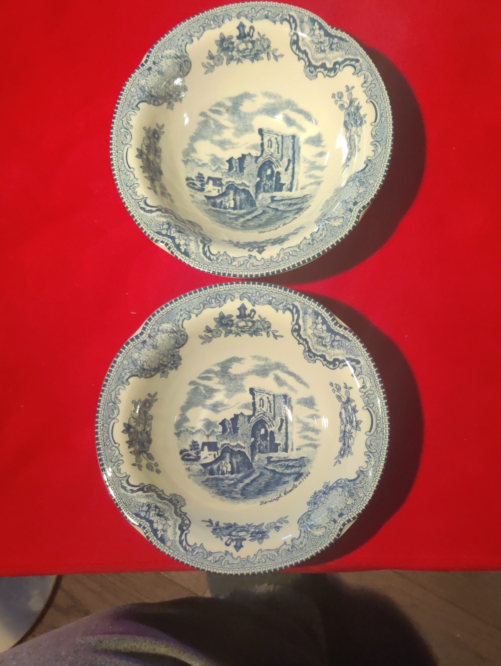 Two Vintage Johnson Brothers Old Britain Castles Blue Soup or Cereal Bowls